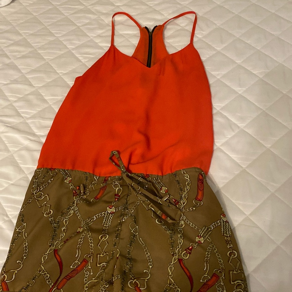 THML women size S beautiful romper with zipper in back.